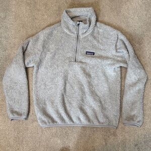 Patagonia Light Grey Quarter Zip Sherpa Pull Over Sweatshirt Size S